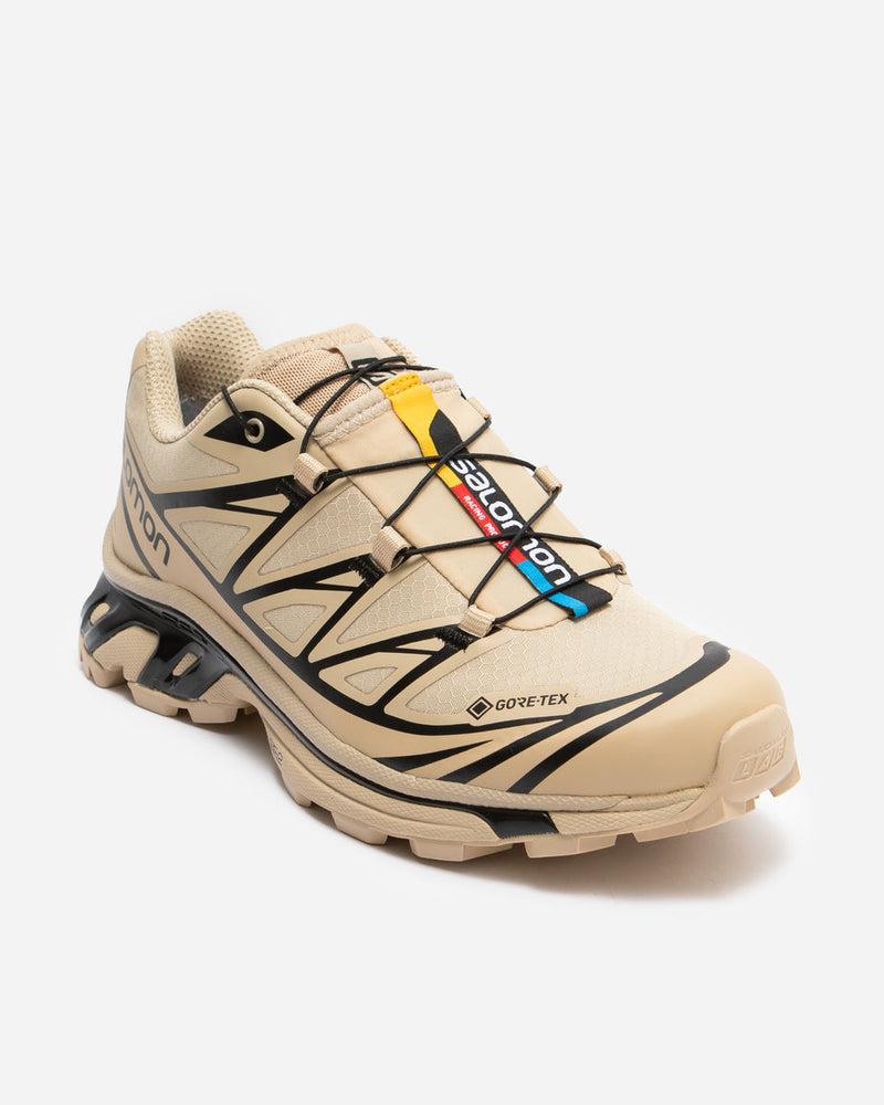 SALOMON XT-6 GTX Safari/Safari/Black trail shoe with GORE-TEX membrane, SensiFit™ construction, OrthoLite® insole, and Mud Contagrip® outsole