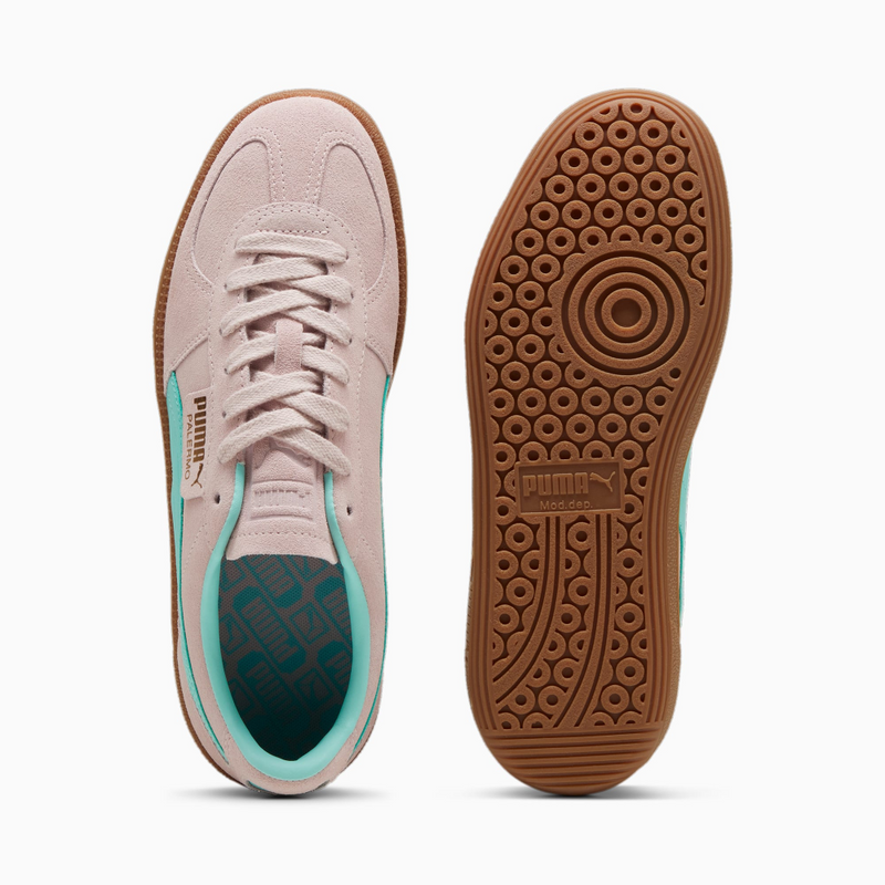 PUMA Palermo terrace shoe with suede base, leather formstrip, and foil-printed PUMA branding


