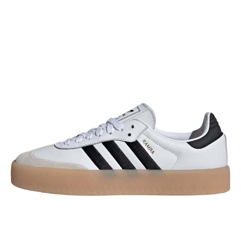 Adidas Samba shoes showcasing a modern twist on the classic design. Featuring a smooth leather upper, translucent gum rubber outsole, and premium embroidered 3-Stripes, these shoes effortlessly blend athletic heritage with street style. 