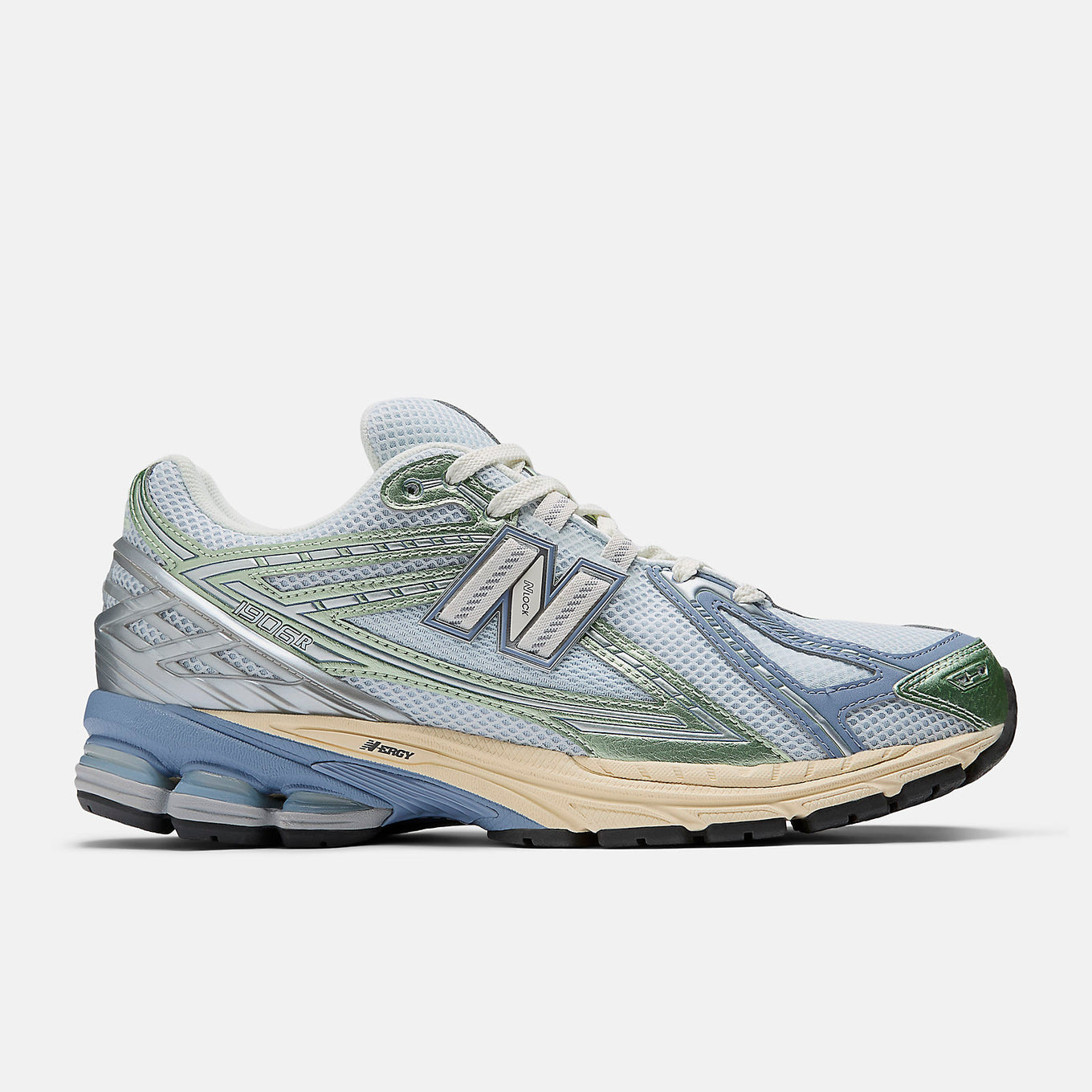 New Balance 1906R sneaker with open-holed mesh upper, curvilinear overlays, and advanced cushioning sole