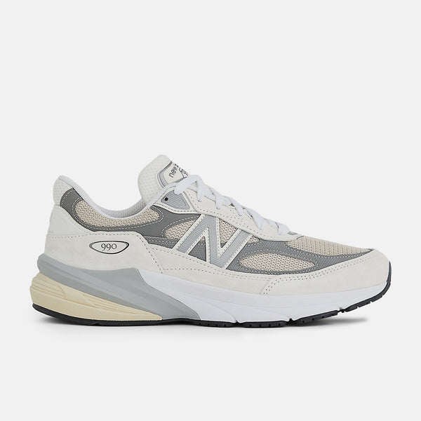 New Balance 990v6 sneaker with sleek mesh upper, suede and synthetic overlays, and FuelCell cushioning, part of the Made in USA Seasonal Collection.