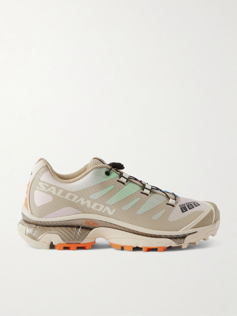 SALOMON XT-4 OG Aurora Borealis trail shoe with printed mesh upper, SensiFit™ synthetic/textile upper, Molded OrthoLite® sockliner, Quicklace™ lacing system, and Mud Contagrip® rubber outsole


