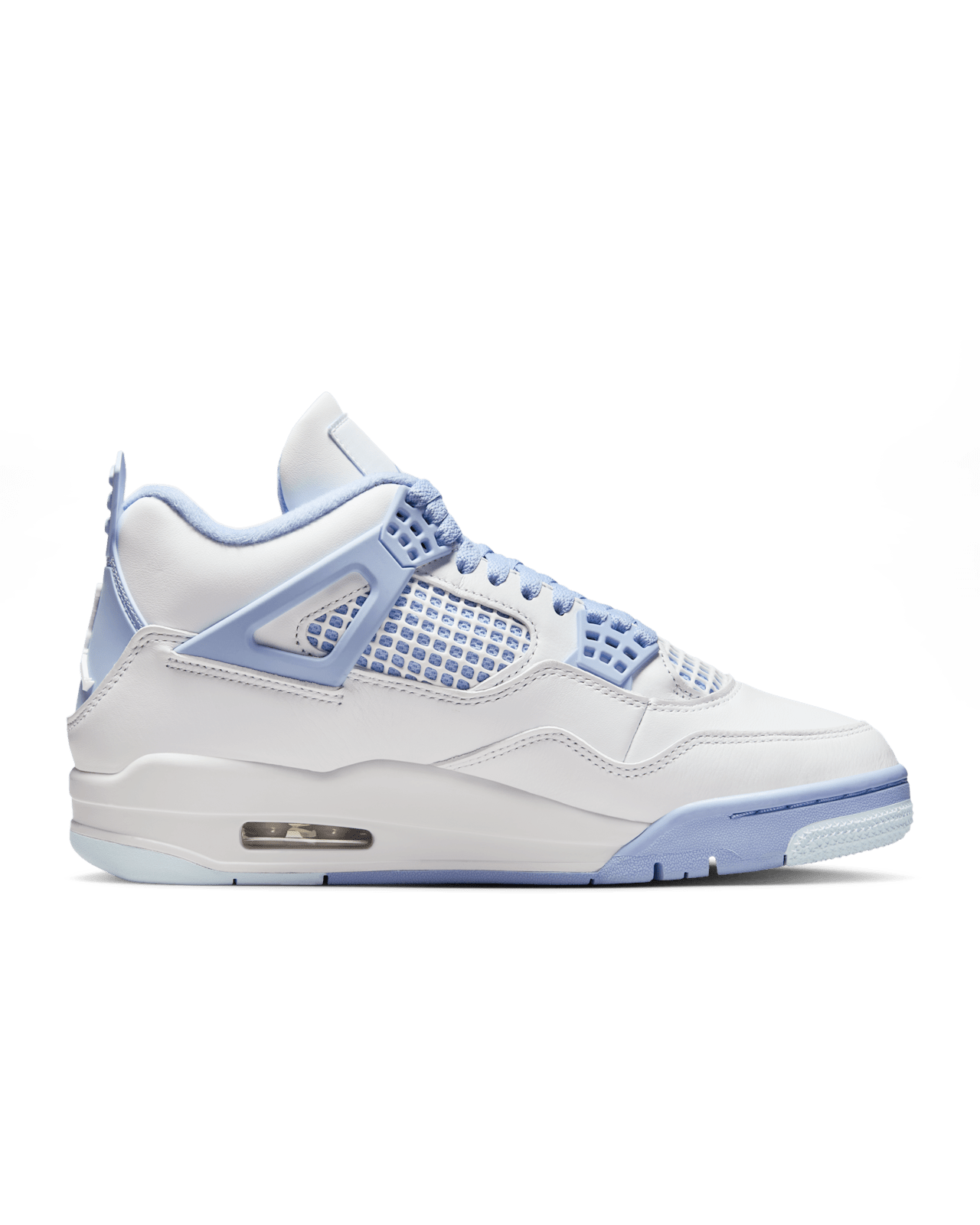 Air Jordan 4 in premium white leather with Aluminium accents and chenille flower detailing