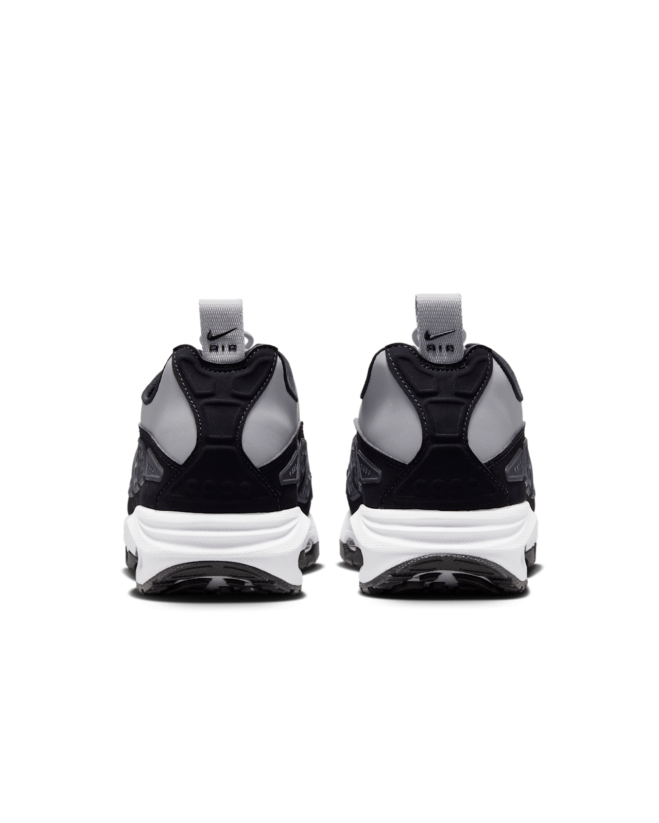 Air Max SNDR sneaker with zip-up shroud, featuring black, silver, and anthracite colorway and Max Air cushioning.