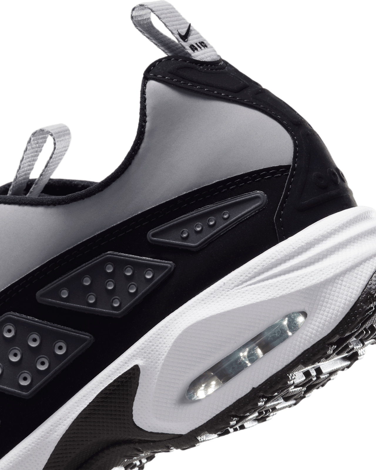 Air Max SNDR sneaker with zip-up shroud, featuring black, silver, and anthracite colorway and Max Air cushioning.