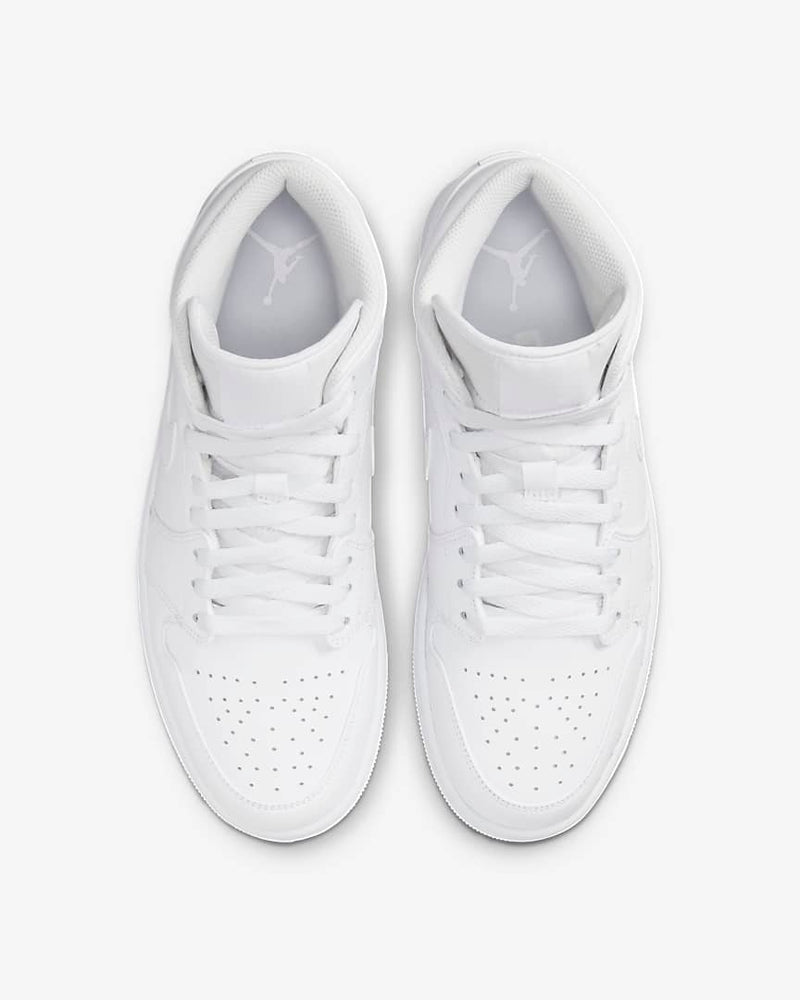 Nike Air Jordan 1 Mid Triple White shoe - Classic design meets modernity in a fresh white colorway.