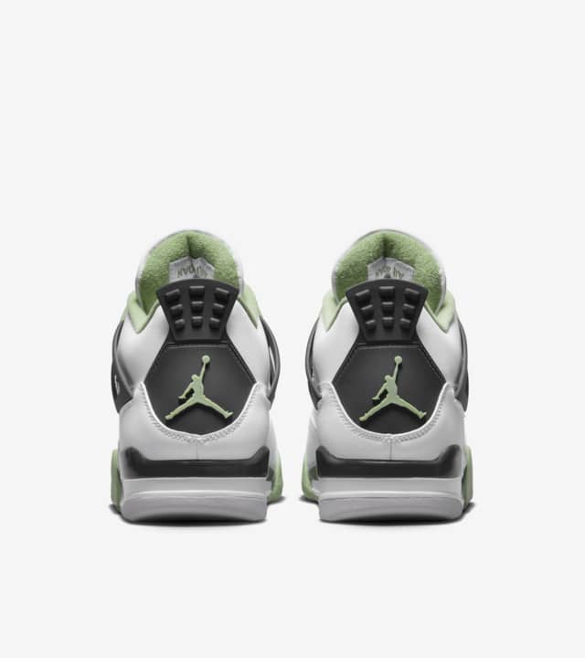 Women's Air Jordan 4 Oil Green - Classic Design with White Backdrop and Oil Green Accents